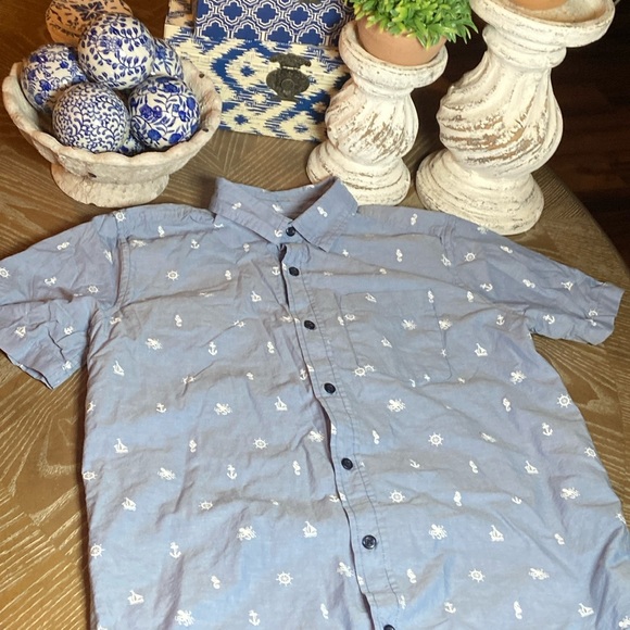Noah Check Mariner Collar Double Breasted Shirt in Blue (18mths-6yrs)